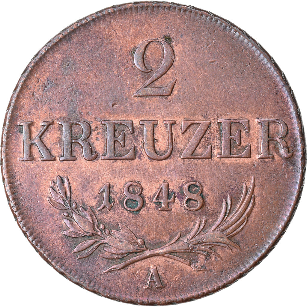 Monnaie, Autriche, Franz Joseph I, 2 Kreuzer, 1848, TTB, Cuivre, KM:2188