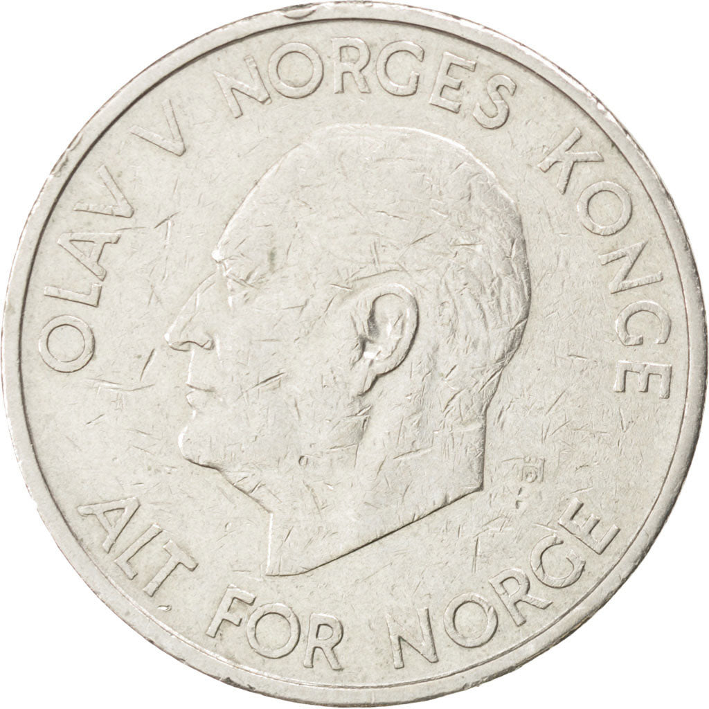 Coin, Norway, Olav V, 5 Kroner, 1964, AU(50-53), Copper-nickel, KM:412