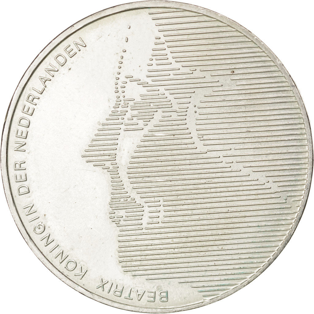 NETHERLANDS, 50 Gulden, 1984, KM #208, AU(55-58), Silver, 38, 25.16