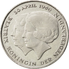 NETHERLANDS, 2-1/2 Gulden, 1980, KM #201, AU(55-58), Nickel, 29, 9.91