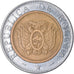 Moneda, Bolivia, 5 Bolivianos, 2004, MBC, Bimetálico, KM:212