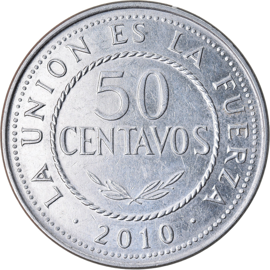 Monnaie, Bolivie, 50 Centavos, 2010, TTB, Stainless Steel, KM:216