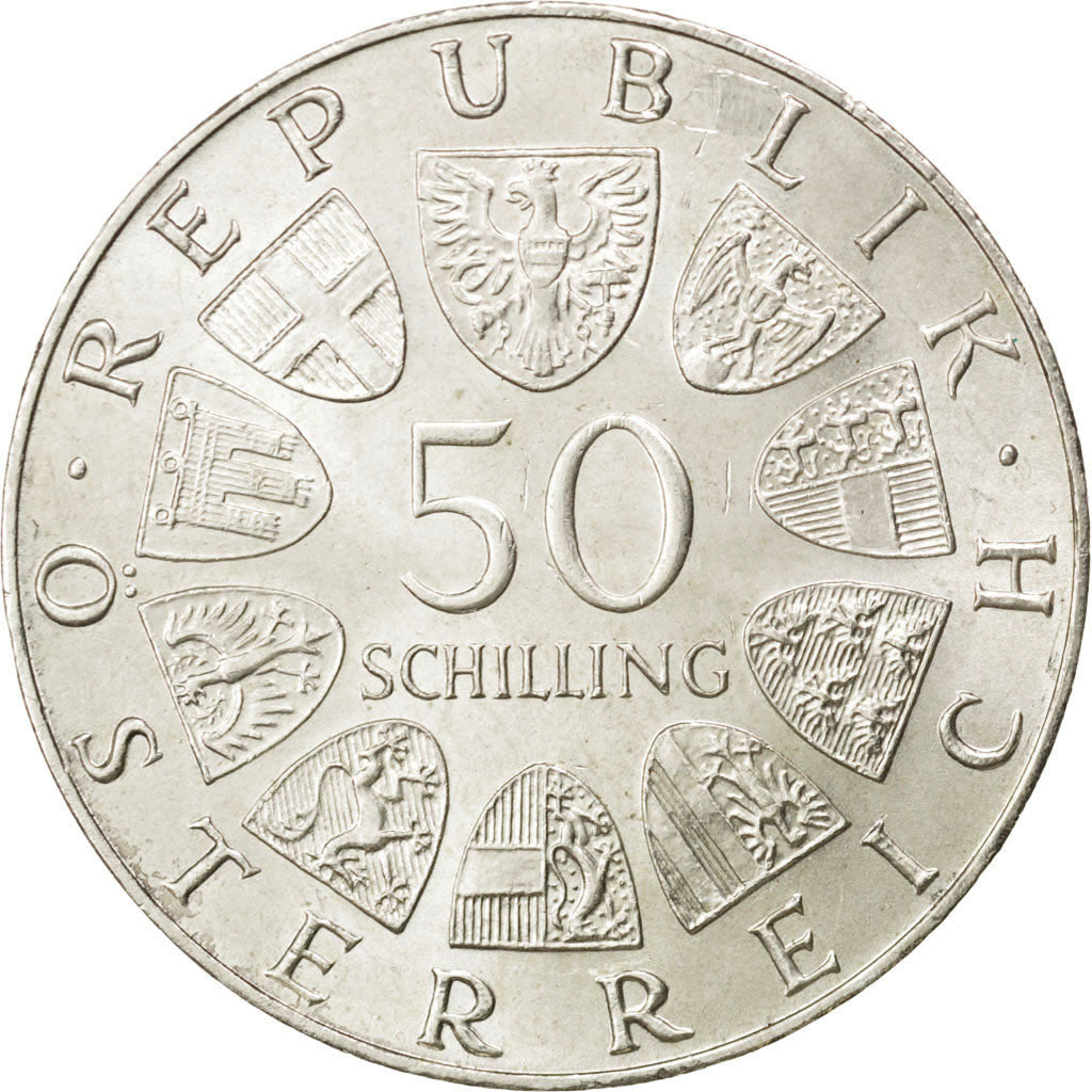 AUSTRIA, 50 Schilling, 1972, KM #2913, MS(60-62), Silver, 34, 20.05