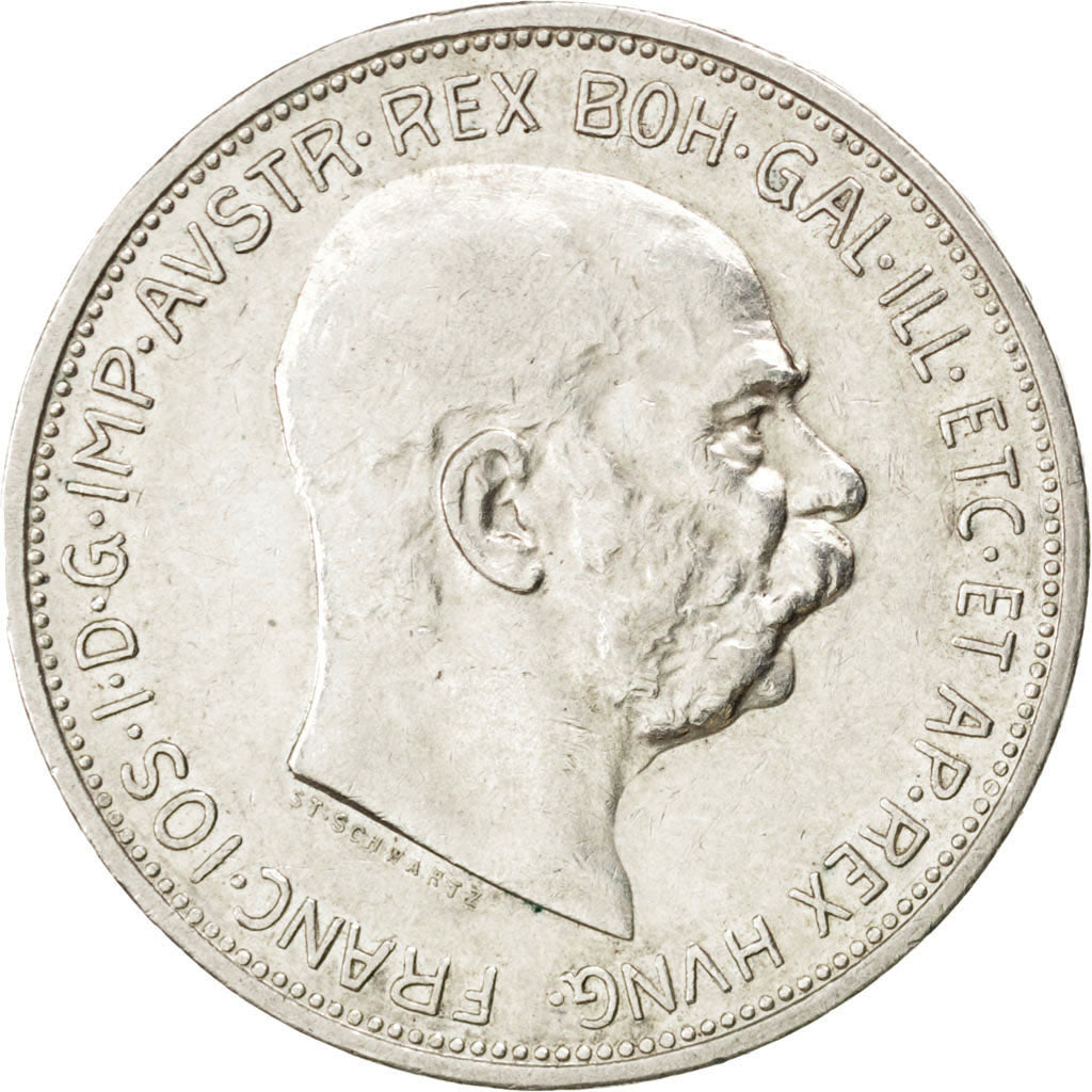 AUSTRIA, 2 Corona, 1912, KM #2821, AU(50-53), Silver, 27, 9.94