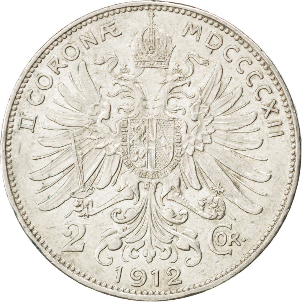AUSTRIA, 2 Corona, 1912, KM #2821, AU(50-53), Silver, 27, 9.94