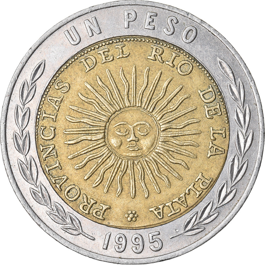 Coin, Argentina, Peso, 1995, EF(40-45), Bi-Metallic, KM:112.2