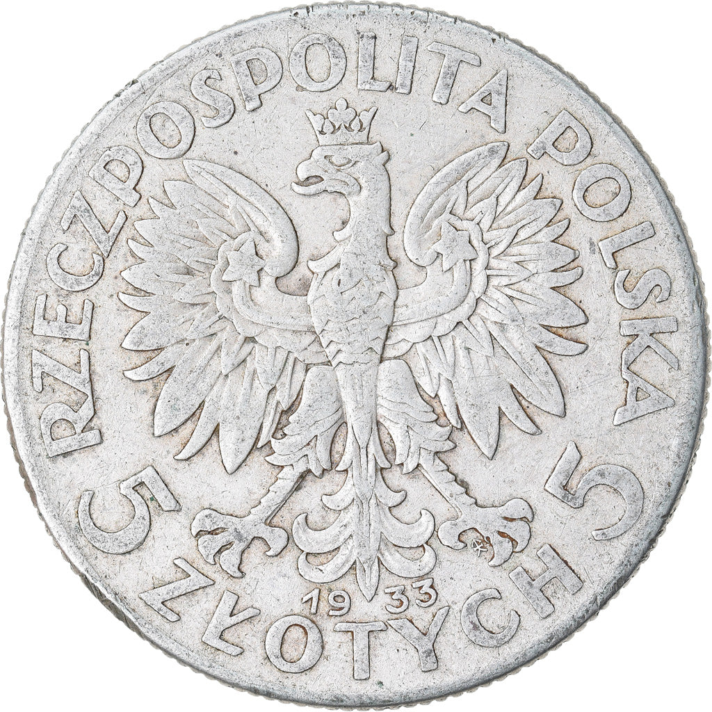 Coin, Poland, 5 Zlotych, 1933, Warsaw, EF(40-45), Silver, KM:21
