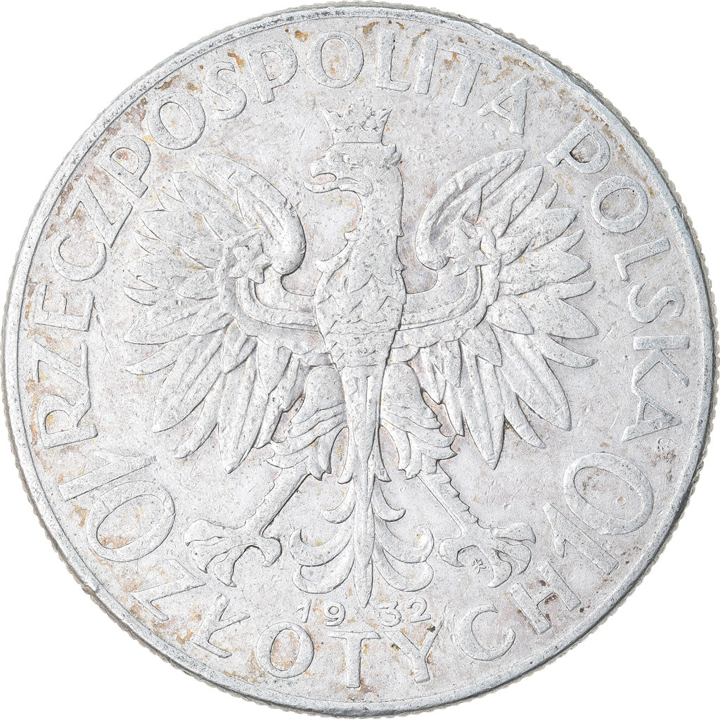 Coin, Poland, 10 Zlotych, 1932, Warsaw, EF(40-45), Silver, KM:22