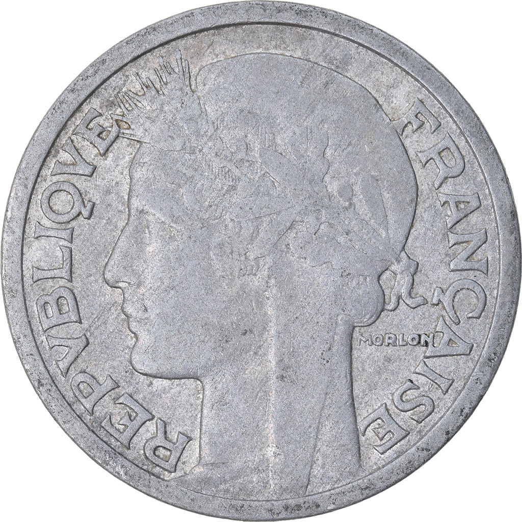 Coin, France, Morlon, 2 Francs, 1945, Beaumont - Le Roger, EF(40-45), Aluminum