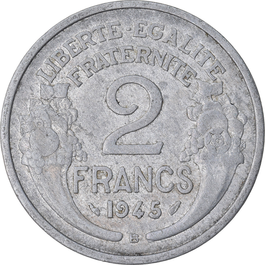 Coin, France, Morlon, 2 Francs, 1945, Beaumont - Le Roger, EF(40-45), Aluminum