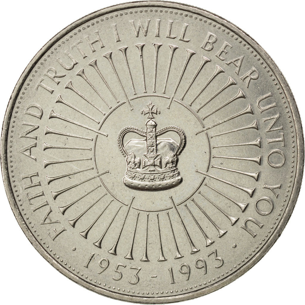 GREAT BRITAIN, 5 Pounds, 1993, KM #965, AU(55-58), Copper-Nickel, 38.61, 28.25