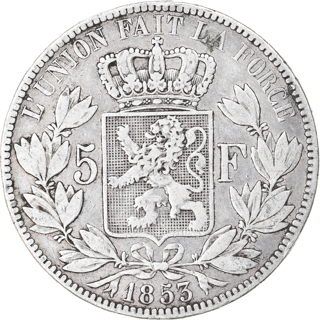 Coin, Belgium, Leopold I, 5 Francs, 5 Frank, 1853, EF(40-45), Silver, KM:17