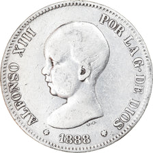 Coin, Spain, Alfonso XIII, 5 Pesetas, 1888, Madrid, EF(40-45), Silver, KM:689