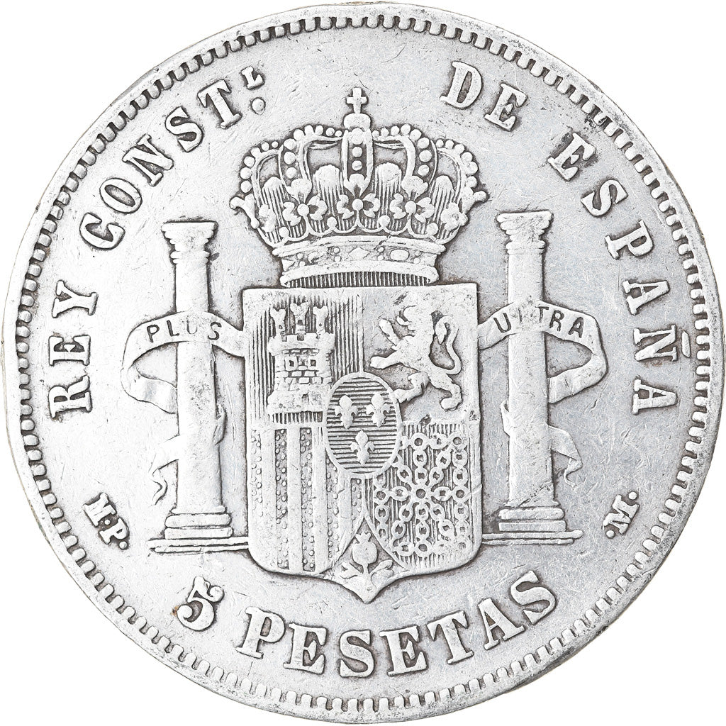 Coin, Spain, Alfonso XIII, 5 Pesetas, 1888, Madrid, EF(40-45), Silver, KM:689