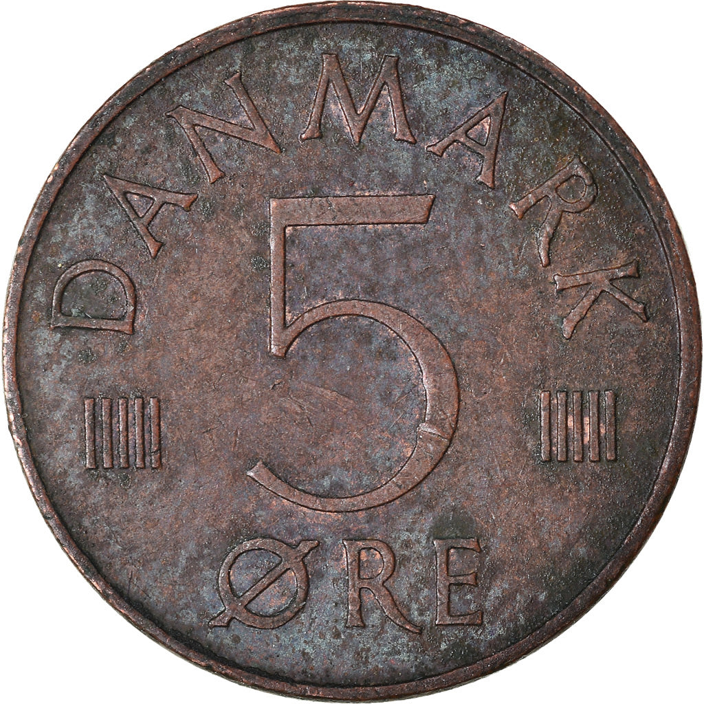 Moeda, Dinamarca, Margrethe II, 5 Öre, 1975, Copenhagen, EF(40-45), Ferro