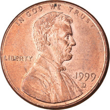 Moneta, Stati Uniti, Lincoln Cent, Cent, 1999, U.S. Mint, Denver, BB, Zinco
