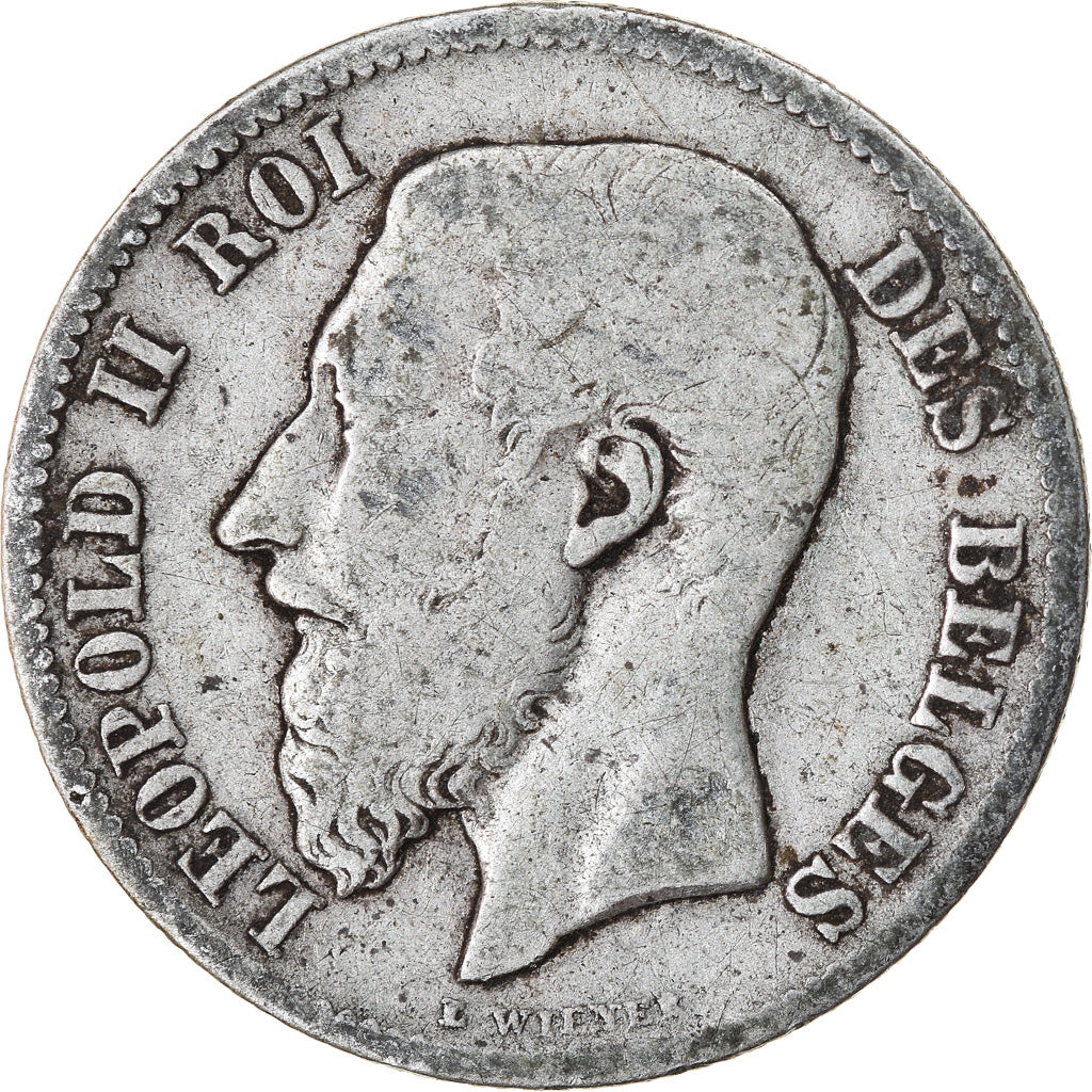 Coin, Belgium, Leopold II, 50 Centimes, 1886, VF(30-35), Silver, KM:26