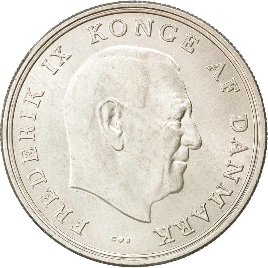 DENMARK, 5 Kroner, 1964, Copenhagen, KM #854, MS(60-62), Silver, 33, 17.09