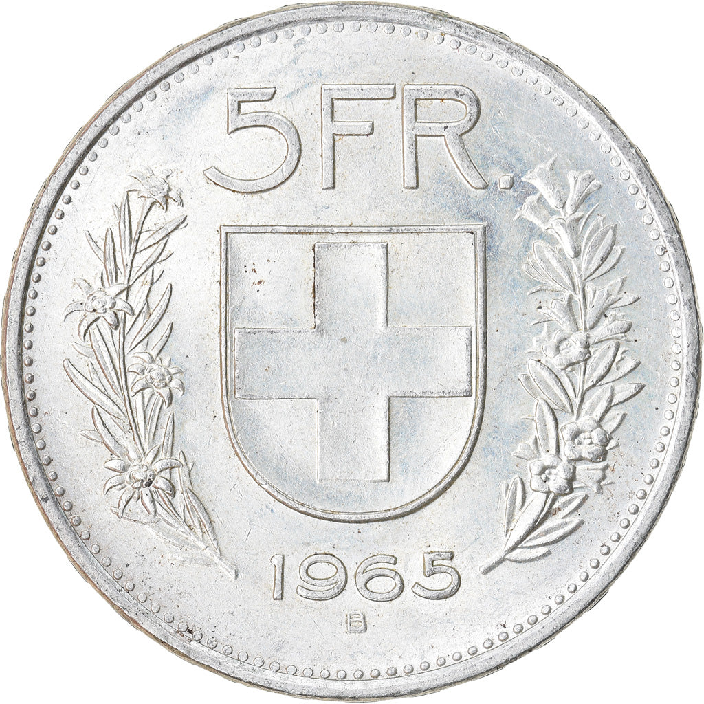 Coin, Switzerland, 5 Francs, 1965, Bern, EF(40-45), Silver, KM:40