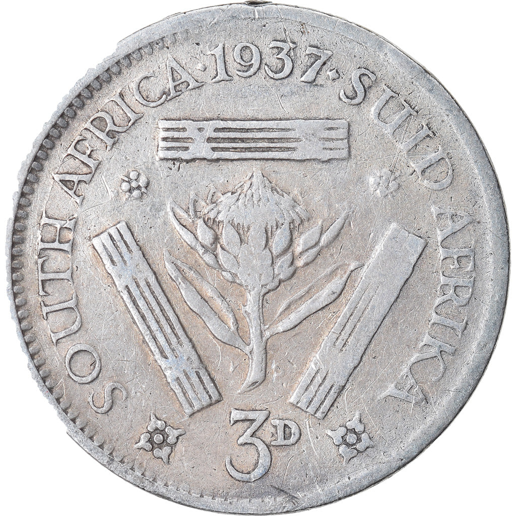 Monnaie, Afrique du Sud, George VI, 3 Pence, 1937, TTB, Argent, KM:26
