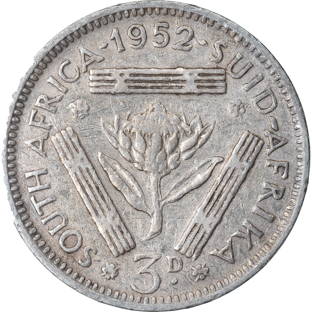 Coin, South Africa, George VI, 3 Pence, 1952, VF(30-35), Silver, KM:35.2