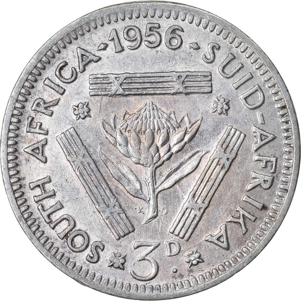 Coin, South Africa, Elizabeth II, 3 Pence, 1956, EF(40-45), Silver, KM:47