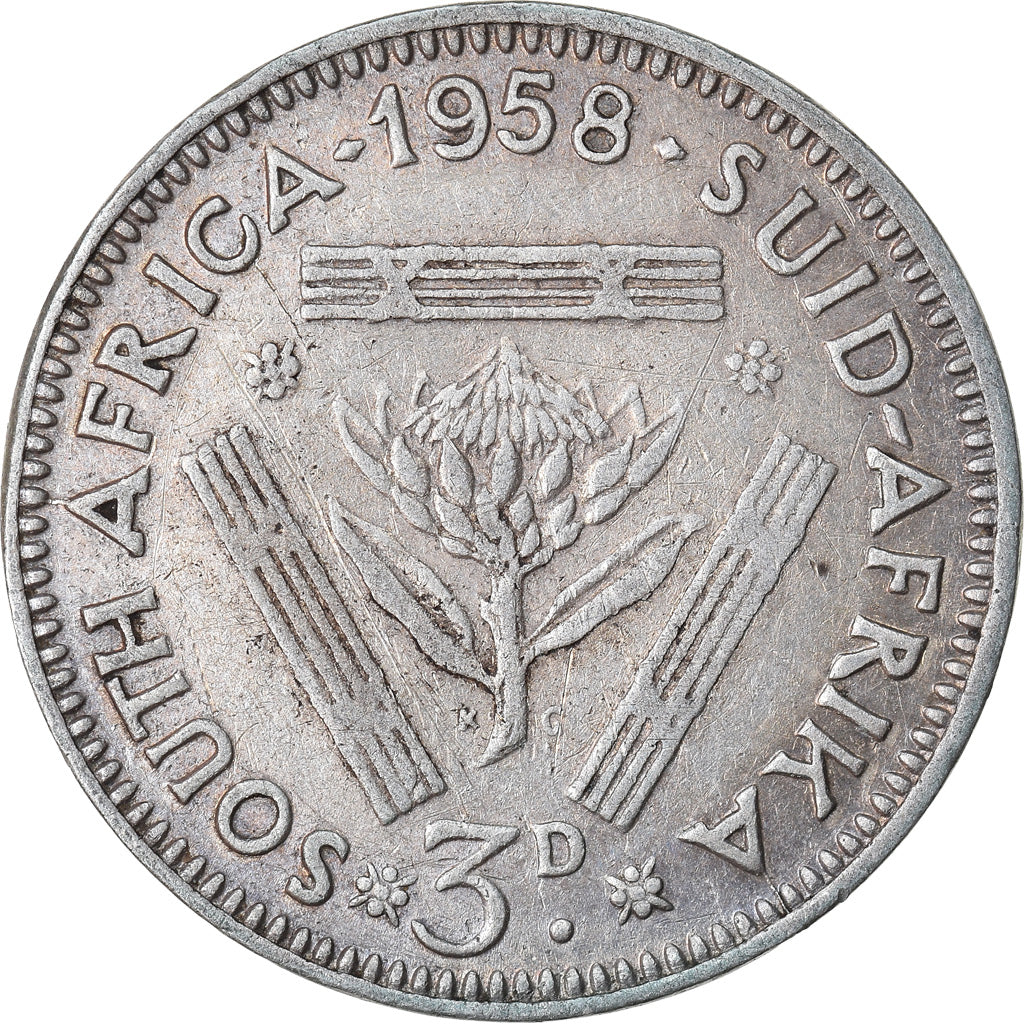 Coin, South Africa, Elizabeth II, 3 Pence, 1958, EF(40-45), Silver, KM:47