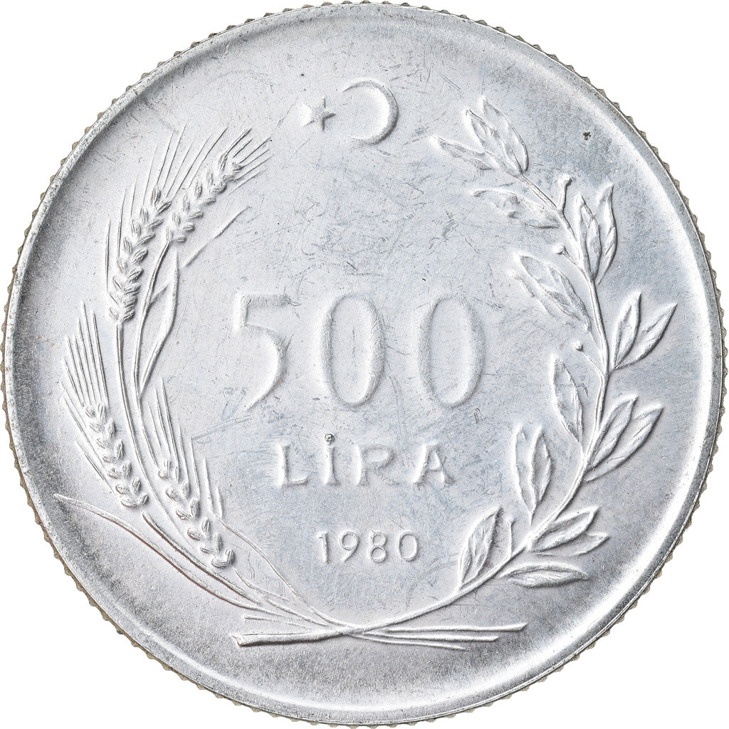 Coin, Turkey, 500 Lira, 1980, EF(40-45), Silver, KM:940.1