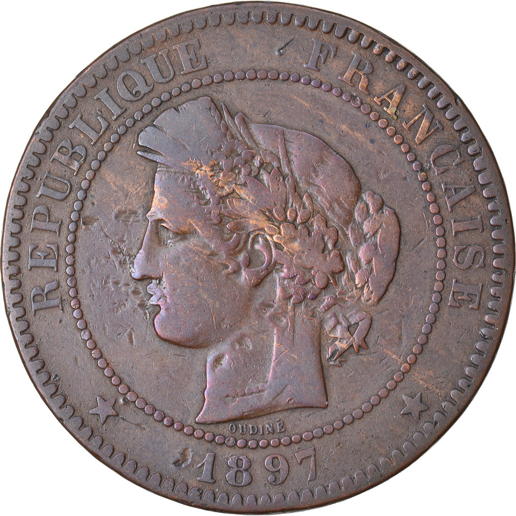 Moneta, Francia, Cérès, 10 Centimes, 1897, Paris, MB+, Bronzo, KM:815.1