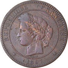 Moneta, Francia, Cérès, 10 Centimes, 1897, Paris, MB+, Bronzo, KM:815.1