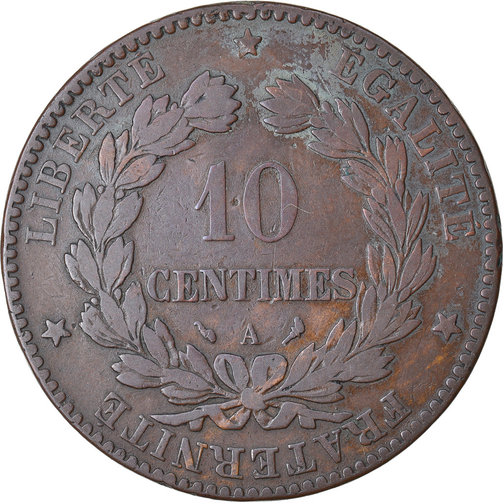 Moneta, Francia, Cérès, 10 Centimes, 1897, Paris, MB+, Bronzo, KM:815.1