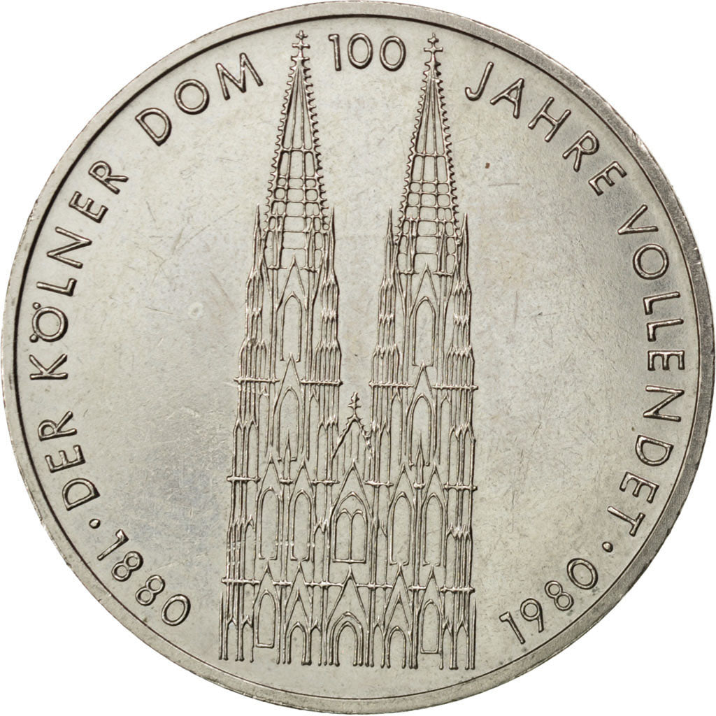 GERMANY - FEDERAL REPUBLIC, 5 Mark, 1980, Stuttgart, KM #140.1, AU(55-58),...