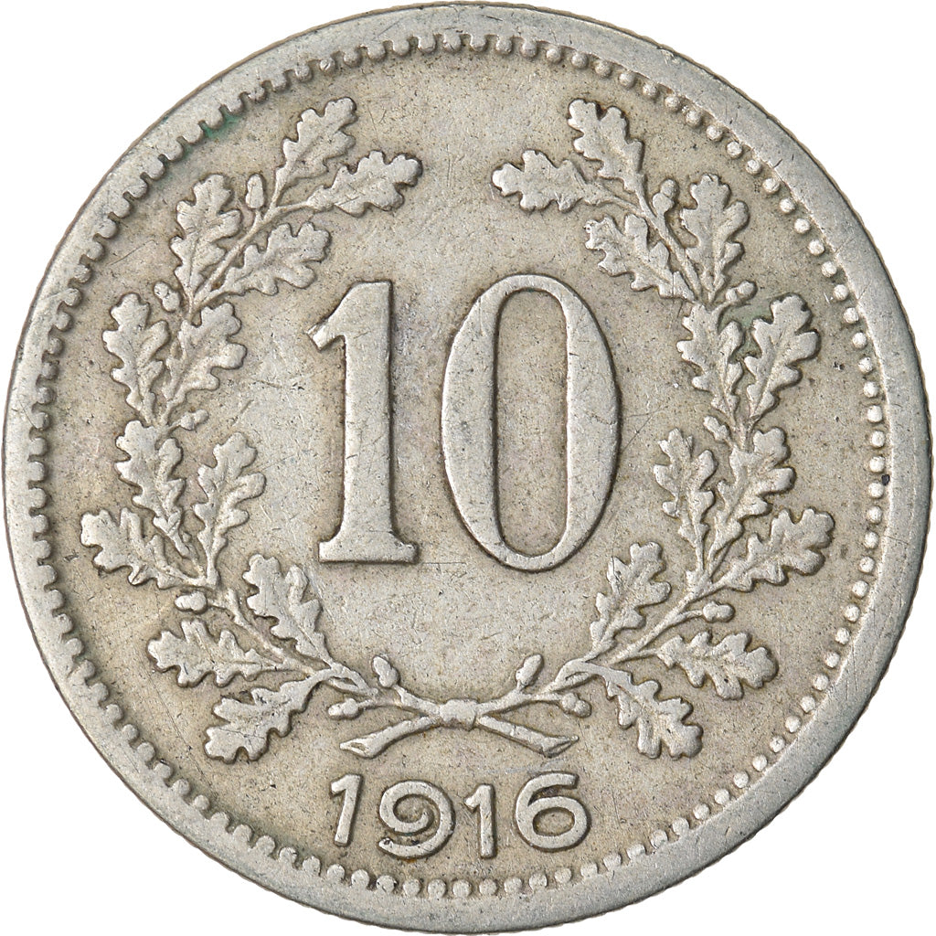 Moneda, Austria, Franz Joseph I, 10 Heller, 1916, MBC, Cobre - níquel - cinc