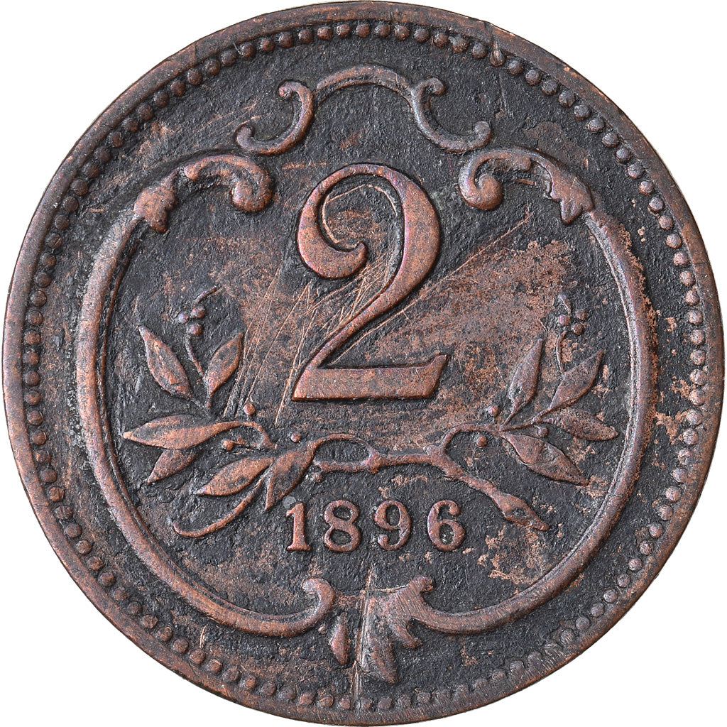 Coin, Austria, Franz Joseph I, 2 Heller, 1896, VF(30-35), Bronze, KM:2801