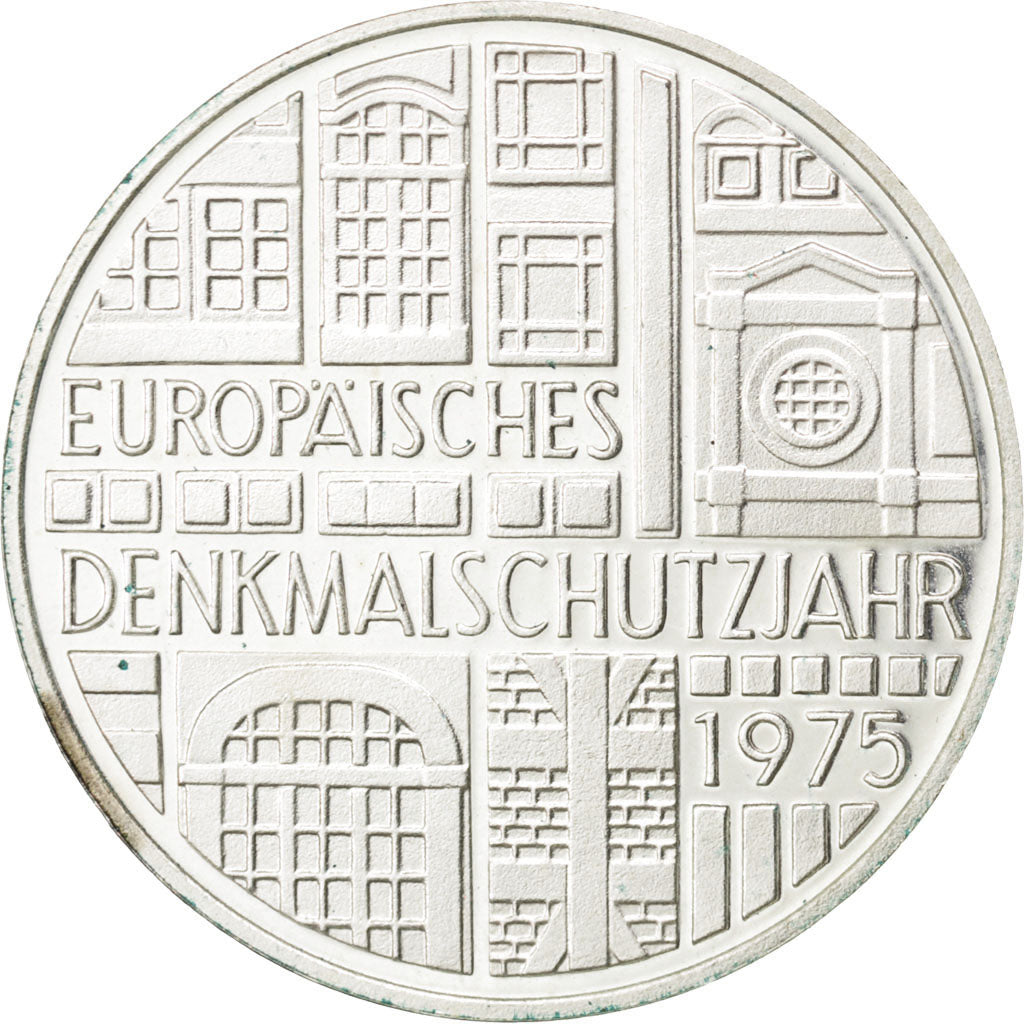 GERMANY - FEDERAL REPUBLIC, 5 Mark, 1975, Stuttgart, KM #142.1, MS(60-62),...