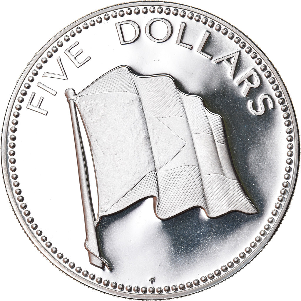 Coin, Bahamas, Elizabeth II, 5 Dollars, 1974, Franklin Mint, U.S.A., MS(65-70)
