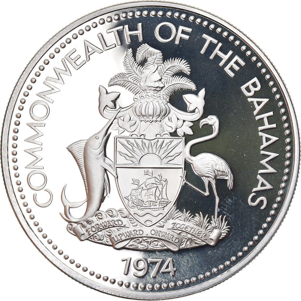 Coin, Bahamas, Elizabeth II, 5 Dollars, 1974, Franklin Mint, U.S.A., MS(65-70)