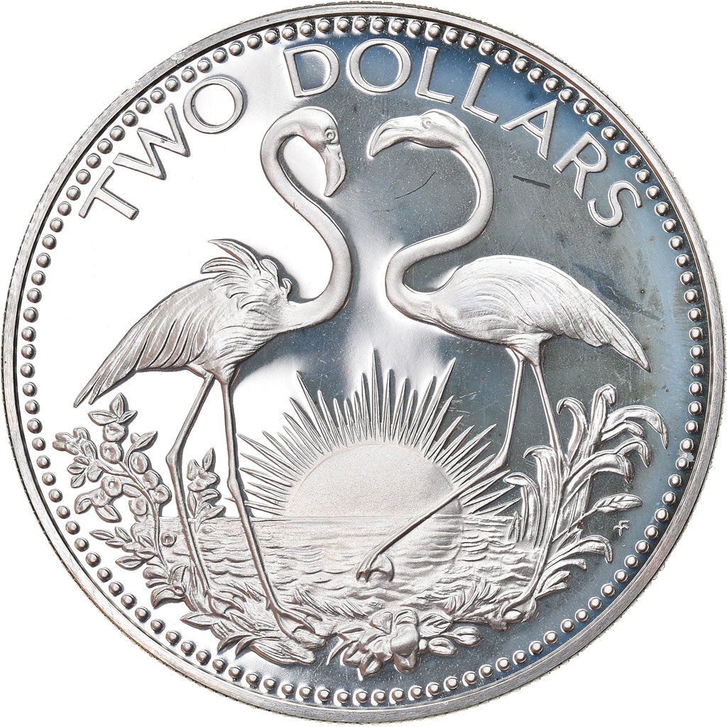 Coin, Bahamas, Elizabeth II, 2 Dollars, 1974, Franklin Mint, U.S.A., MS(65-70)