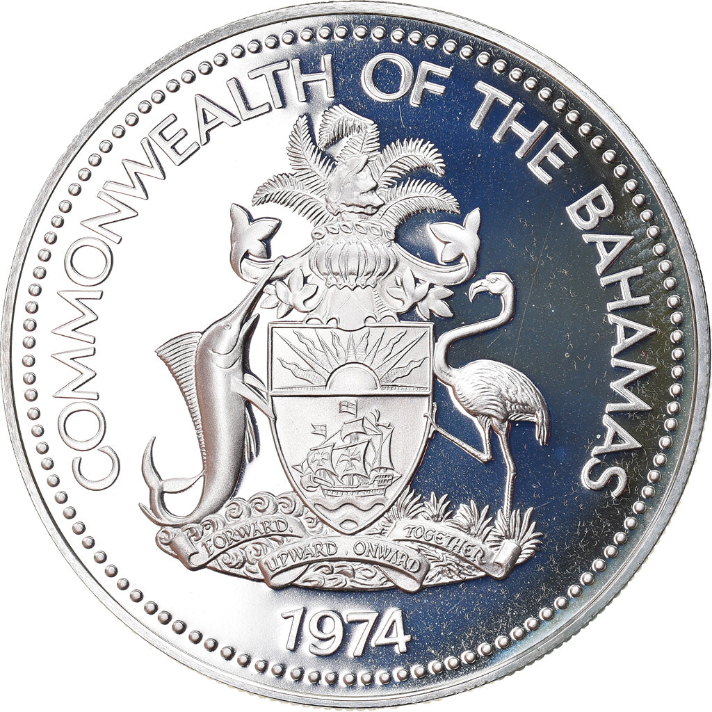 Coin, Bahamas, Elizabeth II, 2 Dollars, 1974, Franklin Mint, U.S.A., MS(65-70)