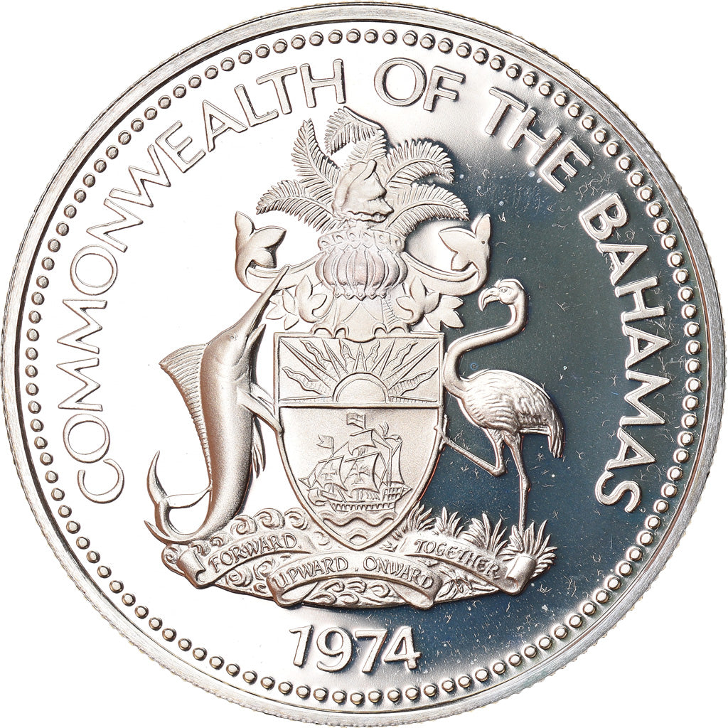 Coin, Bahamas, Elizabeth II, Dollar, 1974, Franklin Mint, U.S.A., MS(65-70)