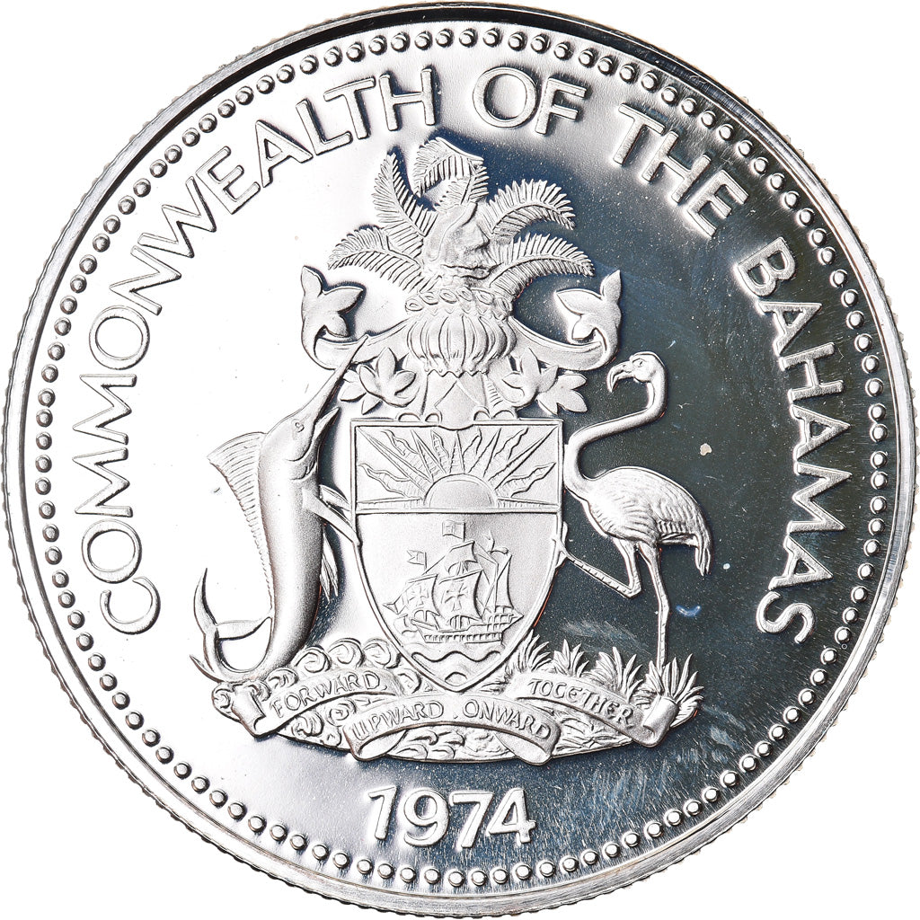 Coin, Bahamas, Elizabeth II, 50 Cents, 1974, Franklin Mint, U.S.A., MS(65-70)