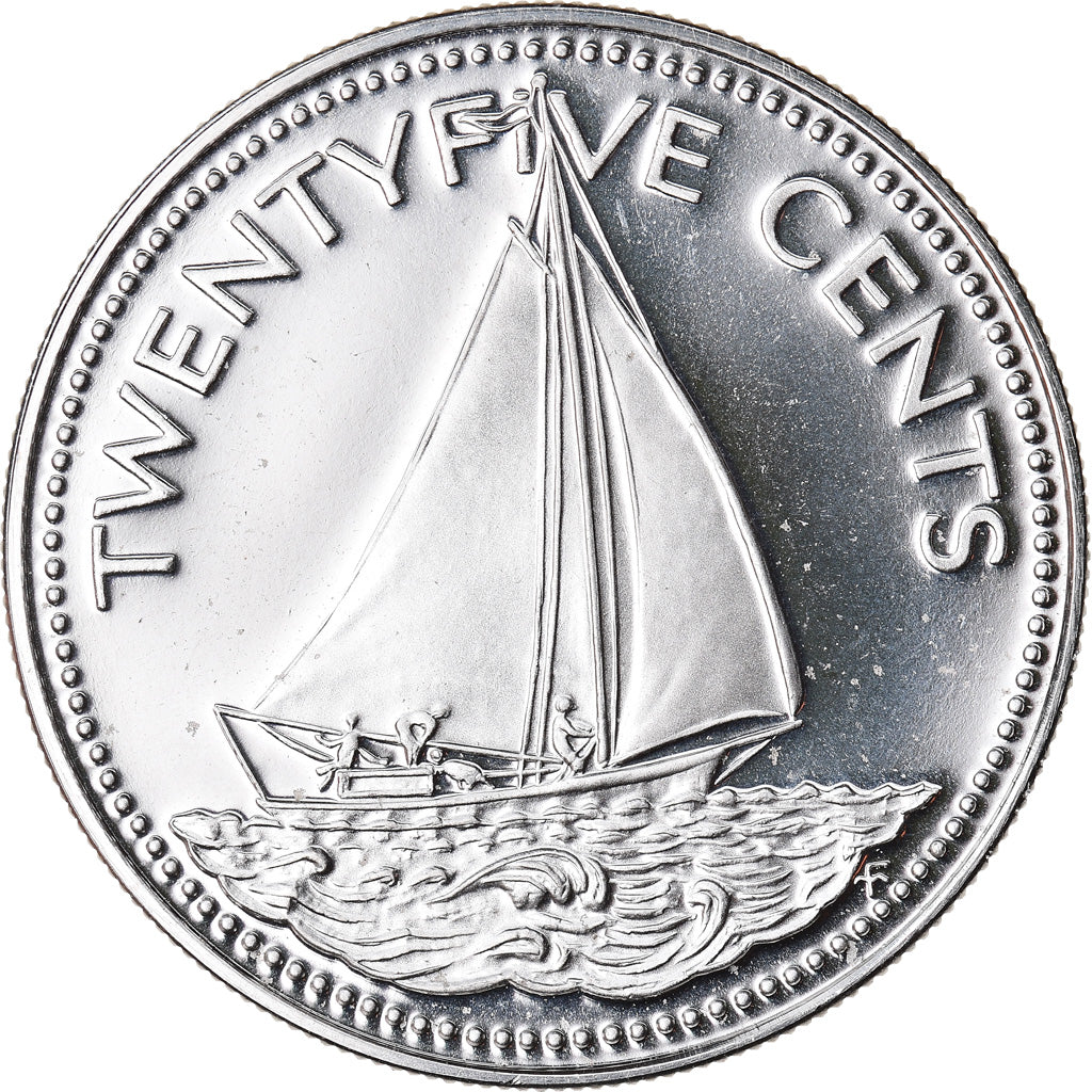 Monnaie, Bahamas, Elizabeth II, 25 Cents, 1974, Franklin Mint, U.S.A., FDC