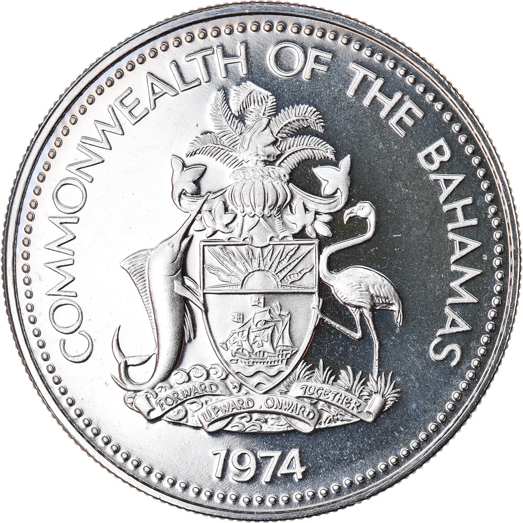 Monnaie, Bahamas, Elizabeth II, 25 Cents, 1974, Franklin Mint, U.S.A., FDC