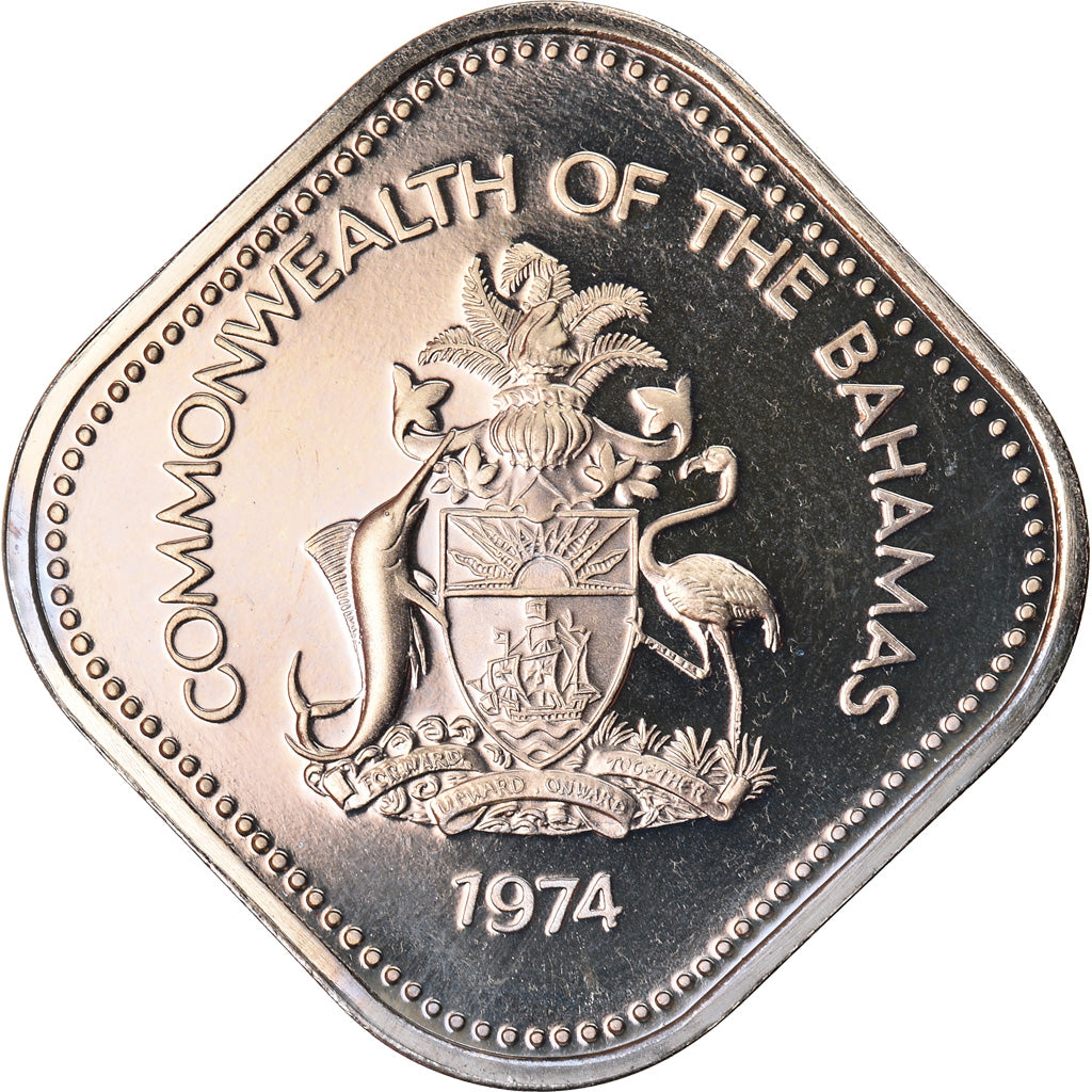 Coin, Bahamas, Elizabeth II, 15 Cents, 1974, Franklin Mint, U.S.A., MS(65-70)