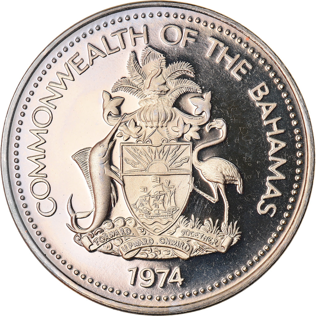 Coin, Bahamas, Elizabeth II, 5 Cents, 1974, Franklin Mint, U.S.A., MS(65-70)