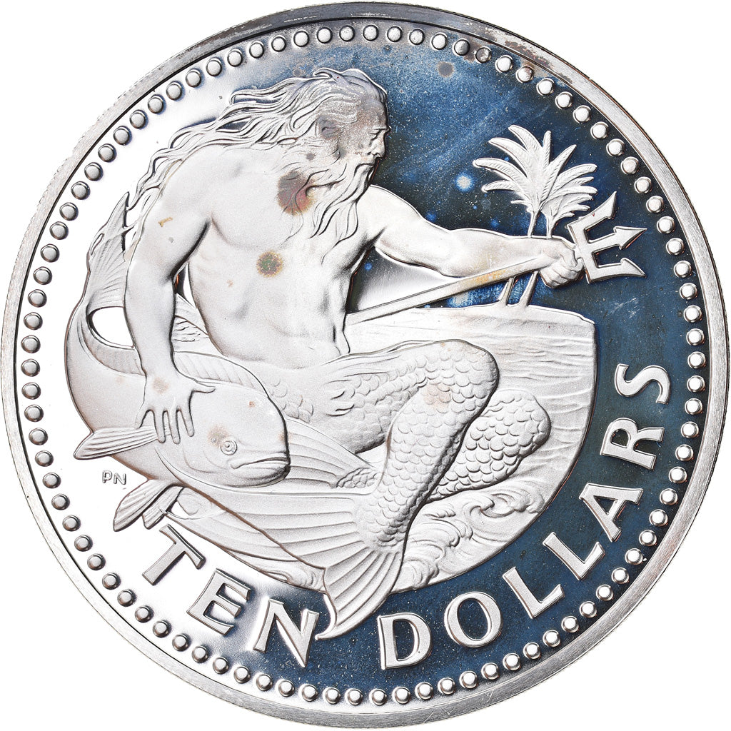 Coin, Barbados, 10 Dollars, 1973, Franklin Mint, MS(65-70), Silver, KM:17a