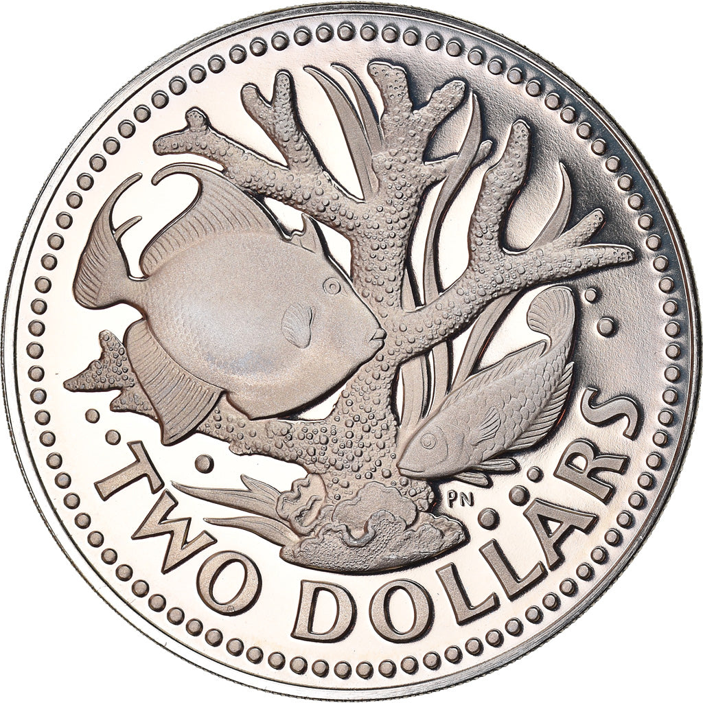 Coin, Barbados, 2 Dollars, 1973, Franklin Mint, MS(65-70), Copper-nickel, KM:15