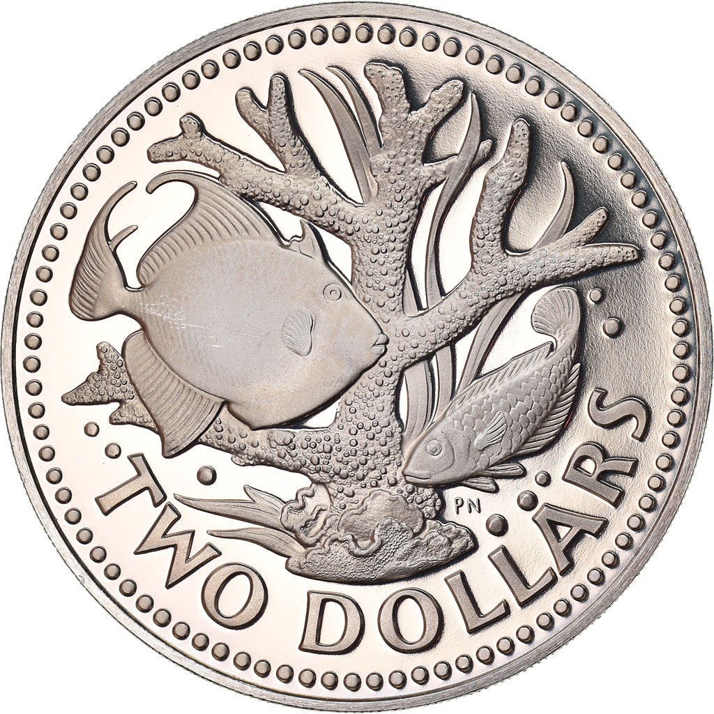 Münze, Barbados, 2 Dollars, 1973, Franklin Mint, STGL, Copper-nickel, KM:15
