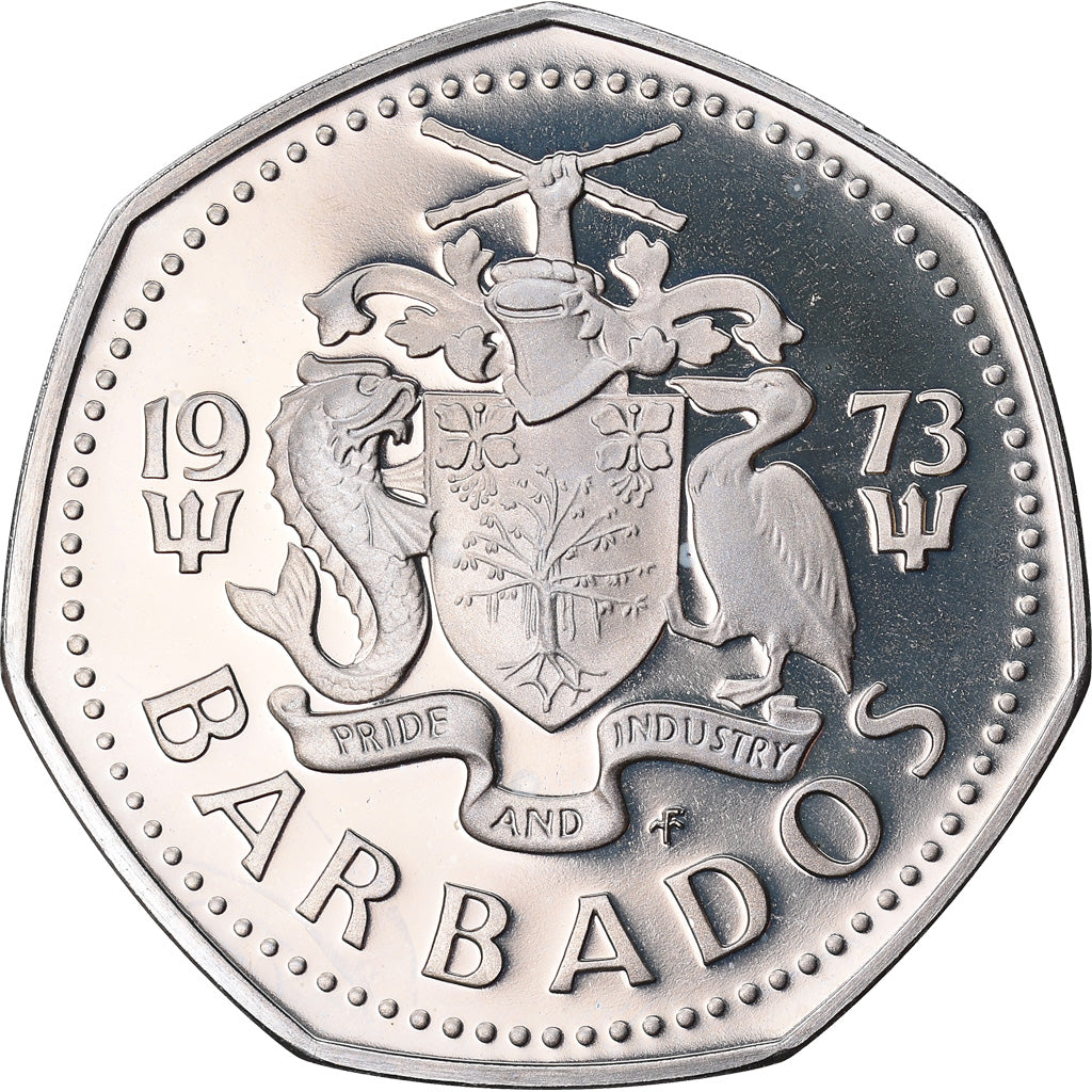 Coin, Barbados, Dollar, 1973, Franklin Mint, MS(65-70), Copper-nickel, KM:14.1