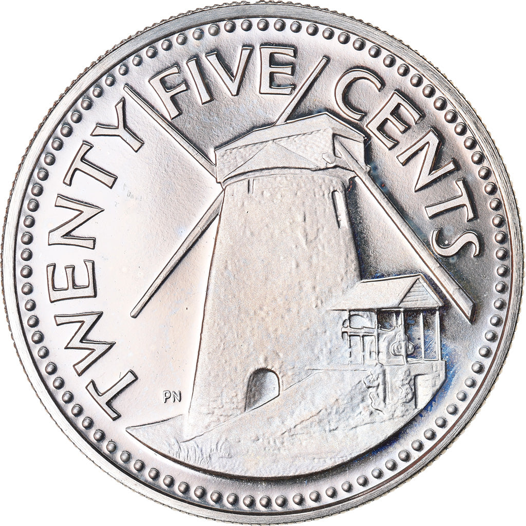 Moneta, Barbados, 25 Cents, 1973, Franklin Mint, MS(65-70), Miedź-Nikiel, KM:13